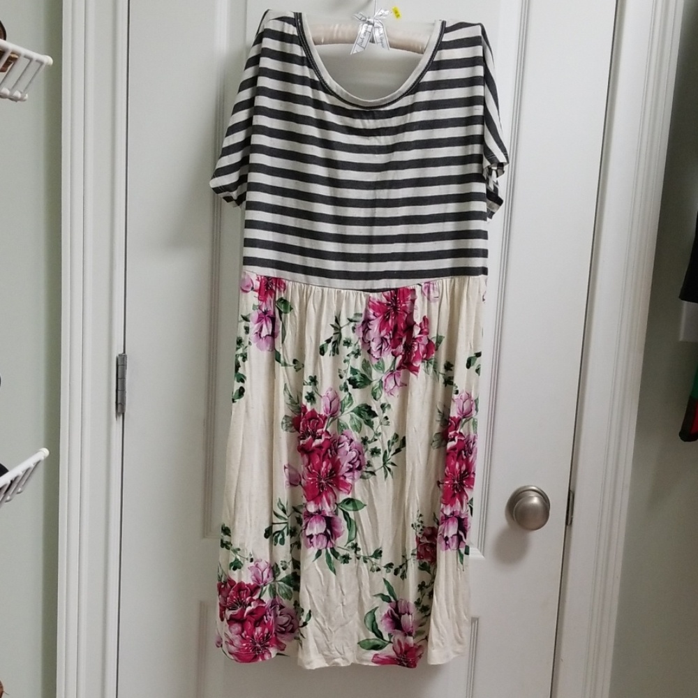 Floral and stripes dress